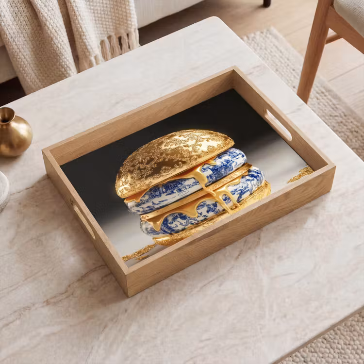 Vassoio - Blu Delft - Oro - Cittadino — 2