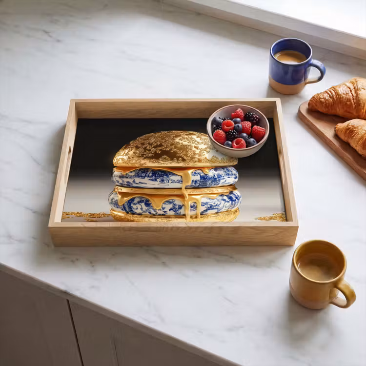 Vassoio - Blu Delft - Oro - Cittadino — 3