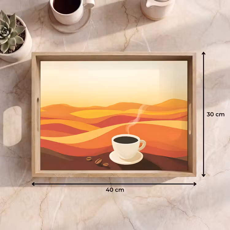 Vassoio - Caffè - Paesaggio - Arancione - Chicchi di caffè — 7