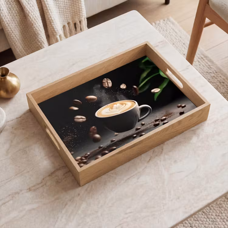 Vassoio - Cappuccino - Tazza - Fagioli - Marrone — 2