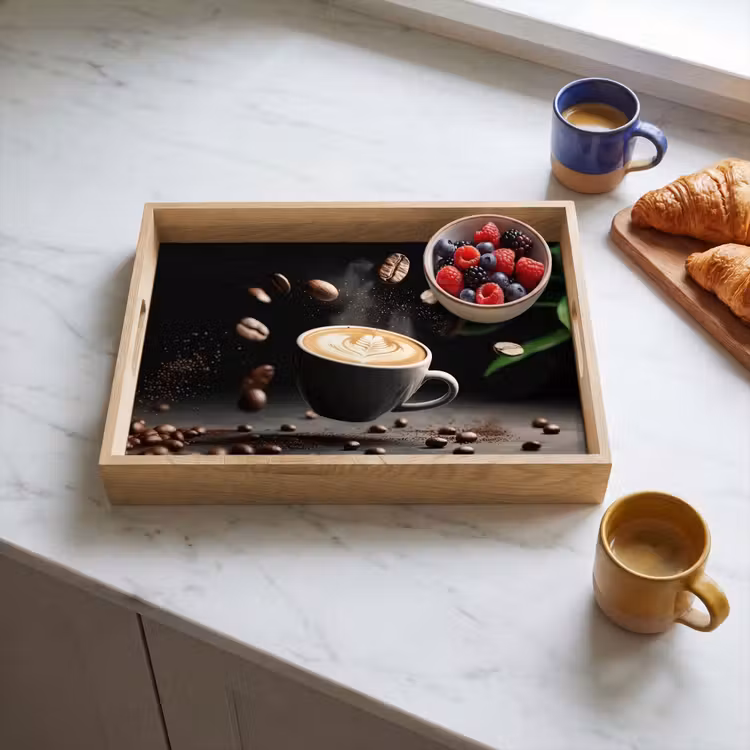 Vassoio - Cappuccino - Tazza - Fagioli - Marrone — 3