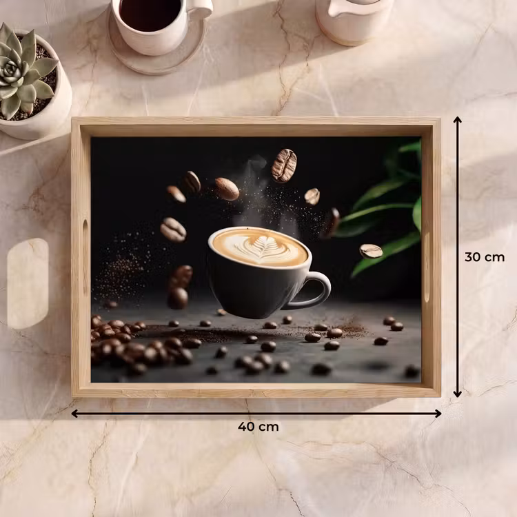 Vassoio - Cappuccino - Tazza - Fagioli - Marrone — 7