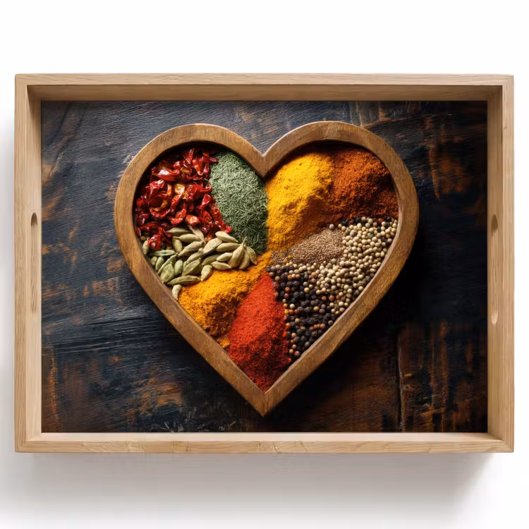 Vassoio - Legno - Cuore - Colorato - Spezie — 1