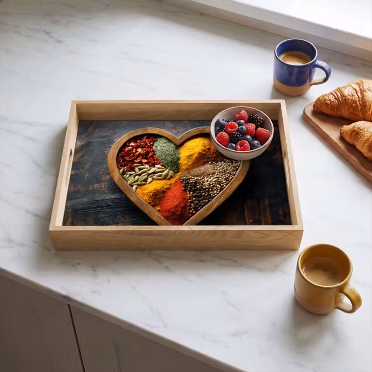 Vassoio - Legno - Cuore - Colorato - Spezie — 3