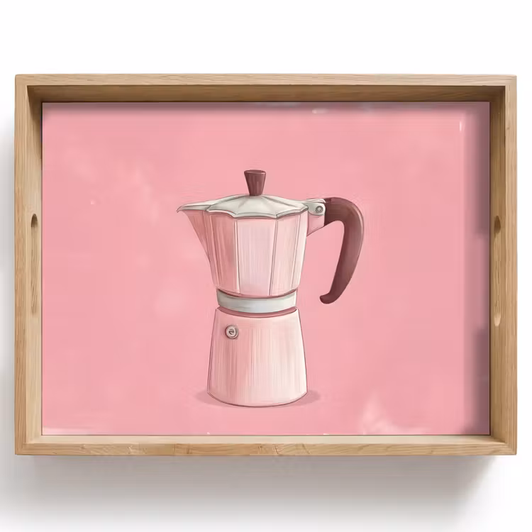 Vassoio - Rosa - Mug pot - Illustrazione - Caffè — 1