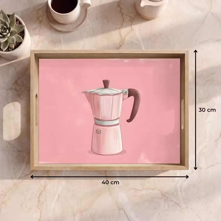 Vassoio - Rosa - Mug pot - Illustrazione - Caffè — 7