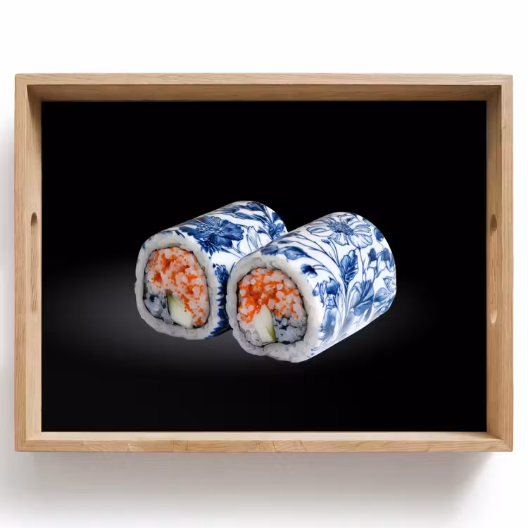 Vassoio - Sushi - Blu Delft - Riso - Pesce - Elegante — 1