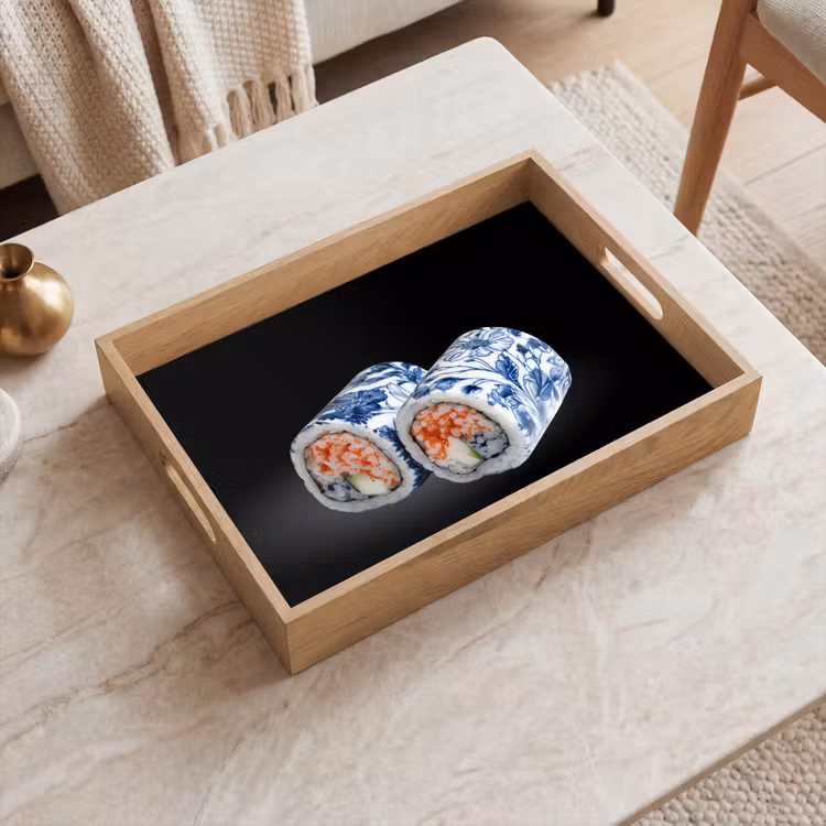 Vassoio - Sushi - Blu Delft - Riso - Pesce - Elegante — 2