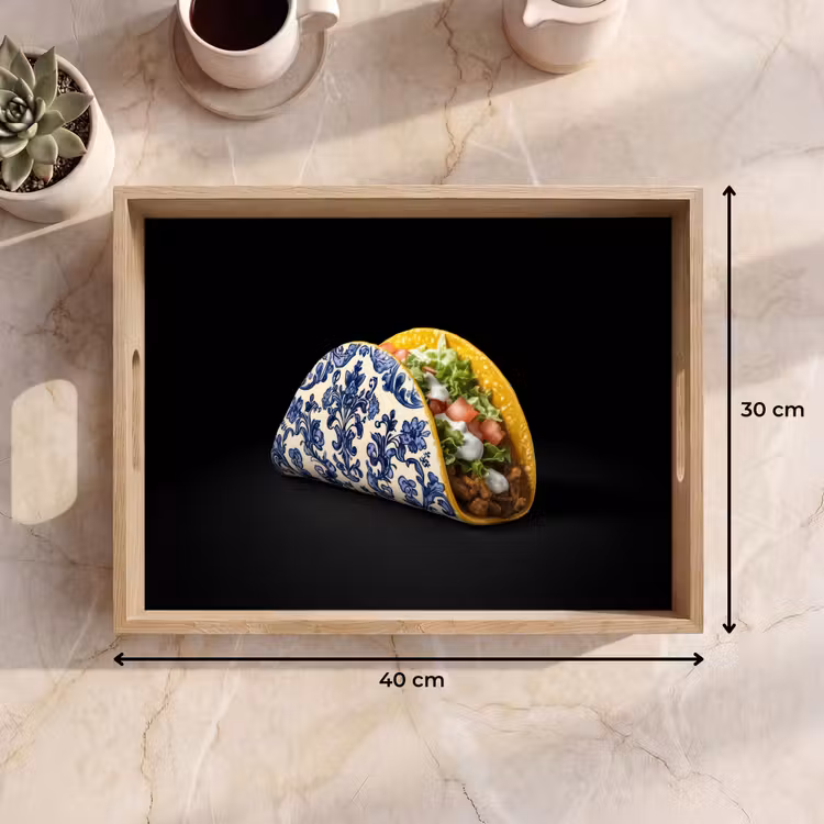 Vassoio - Taco - Carne - Insalata - Blu Delft - Motivo — 7