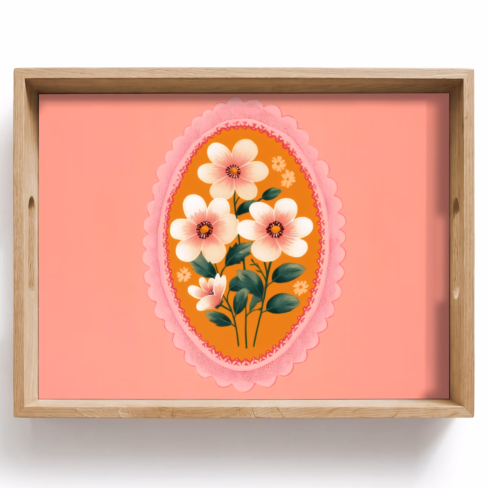 Vassoio - Illustrazione - Fiori - Bordo - Rosa — 1