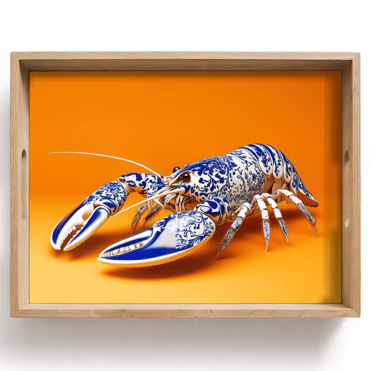 Vassoio - Aragosta - Blu Delft - Scudo - Resistente - Arancione — 1