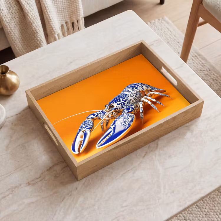 Vassoio - Aragosta - Blu Delft - Scudo - Resistente - Arancione — 2