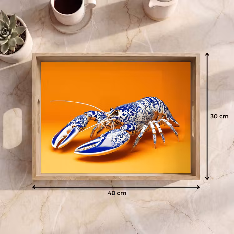 Vassoio - Aragosta - Blu Delft - Scudo - Resistente - Arancione — 7