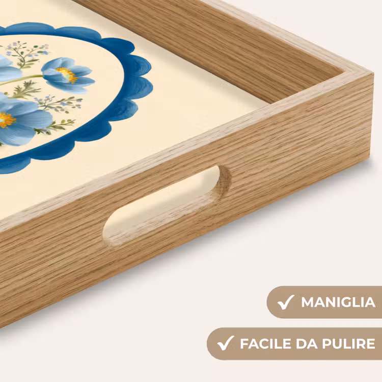 Vassoio - Elenco - Fiori - Azzurro - Illustrazione — 8