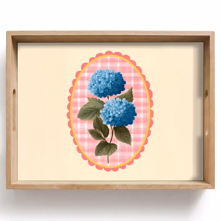 Vassoio - Fiori - Blu - Elenco - Foglie — 1