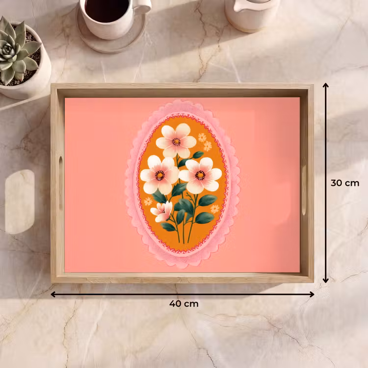 Vassoio - Illustrazione - Fiori - Bordo - Rosa — 7