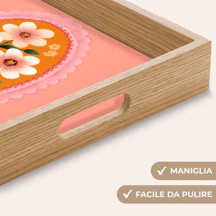 Vassoio - Illustrazione - Fiori - Bordo - Rosa — 8