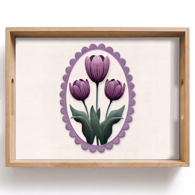 Vassoio - Tulipani - Viola - Elenco - Foglie — 1