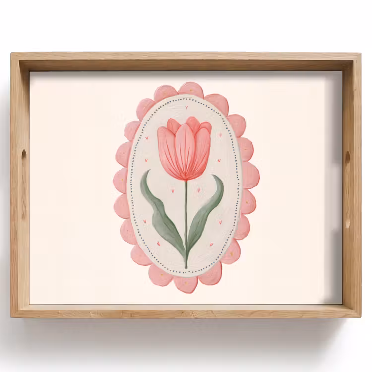 Vassoio - Tulipano - Cornice - Ovale - Illustrazione — 1