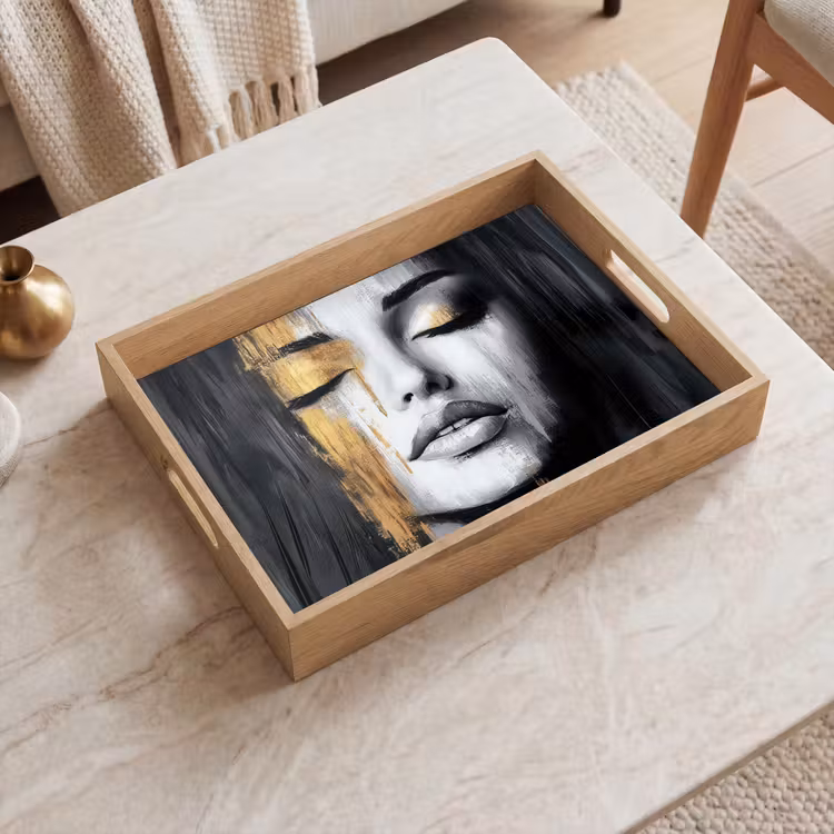 Vassoio - Volto - Donna - Pennellate - Astratto — 2