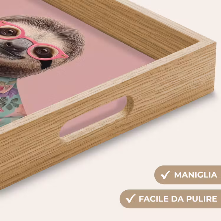 Vassoio - Bradipo - Stampa floreale - Occhiali - Rosa — 8