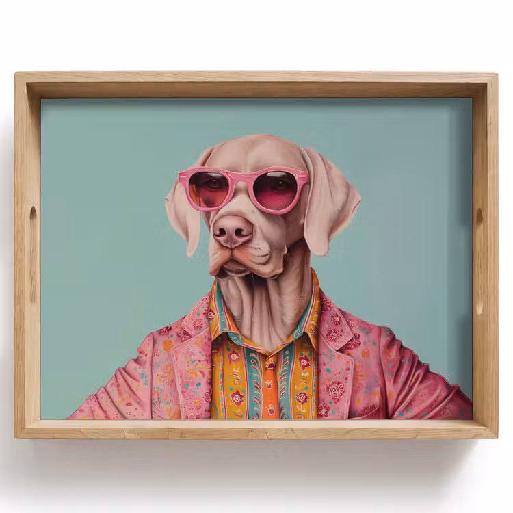 Vassoio - Cane - Camicia - Fiori - Occhiali — 1