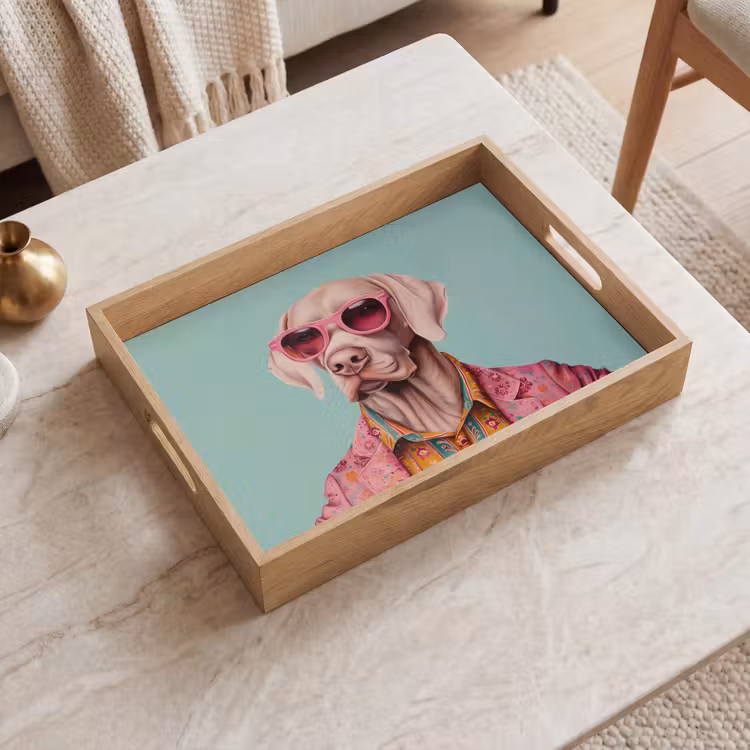 Vassoio - Cane - Camicia - Fiori - Occhiali — 2