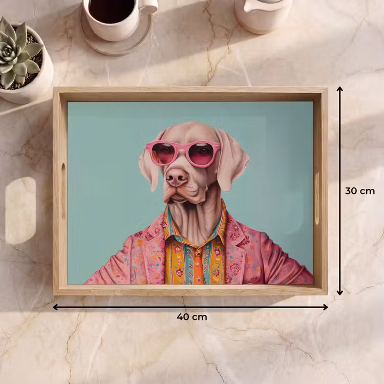 Vassoio - Cane - Camicia - Fiori - Occhiali — 7
