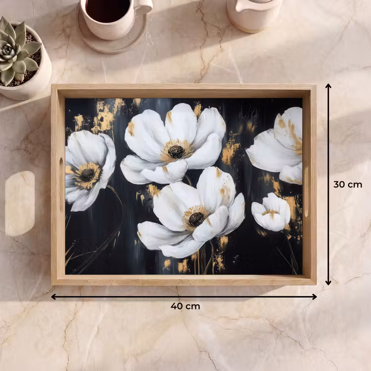 Vassoio - Fiori - Bianco - Astratto — 7