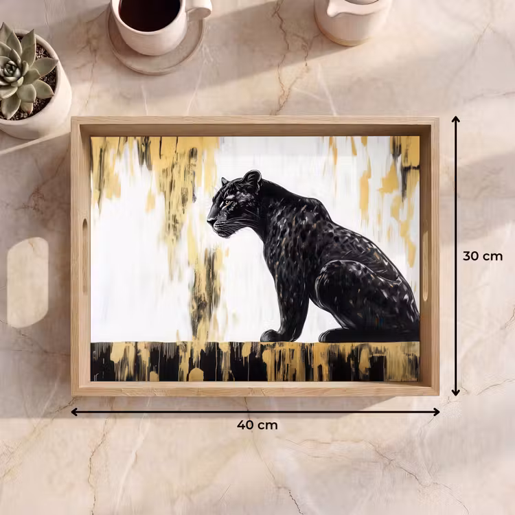 Vassoio - Pantera - Nero - Astratto - Oro — 7