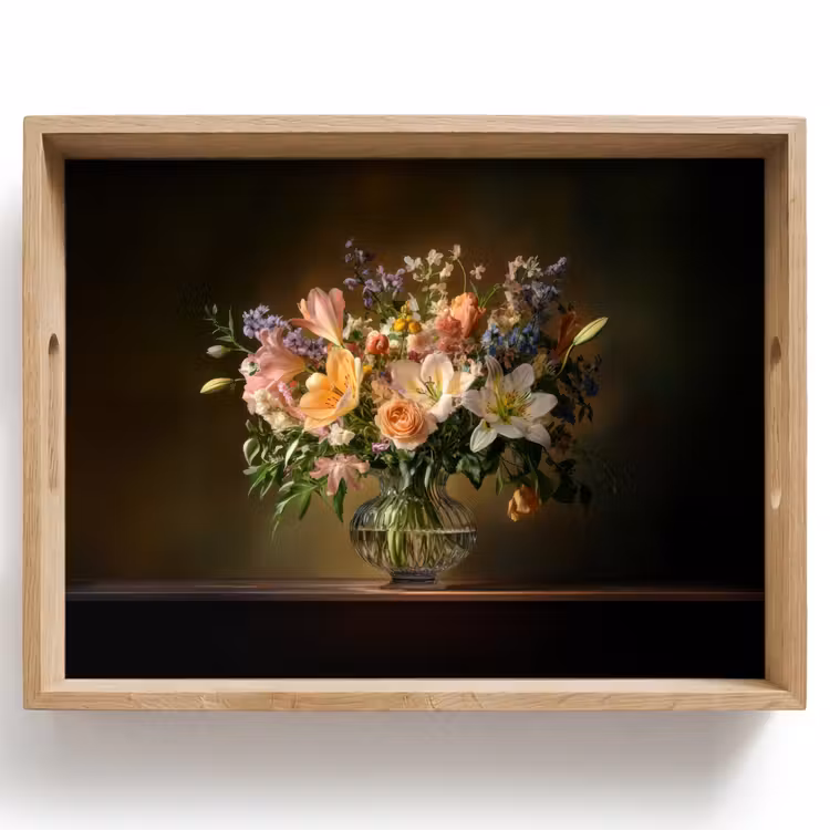 Vassoio - Bicchieri - Fiori - Bouquet - Colori — 1