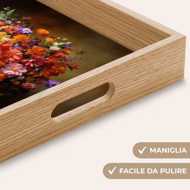 Vassoio - Colori - Bouquet - Vaso - Legno — 8