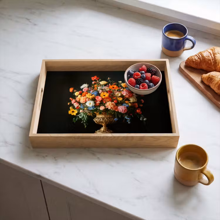 Vassoio - Oro - Fiori - Colori - Vaso — 3