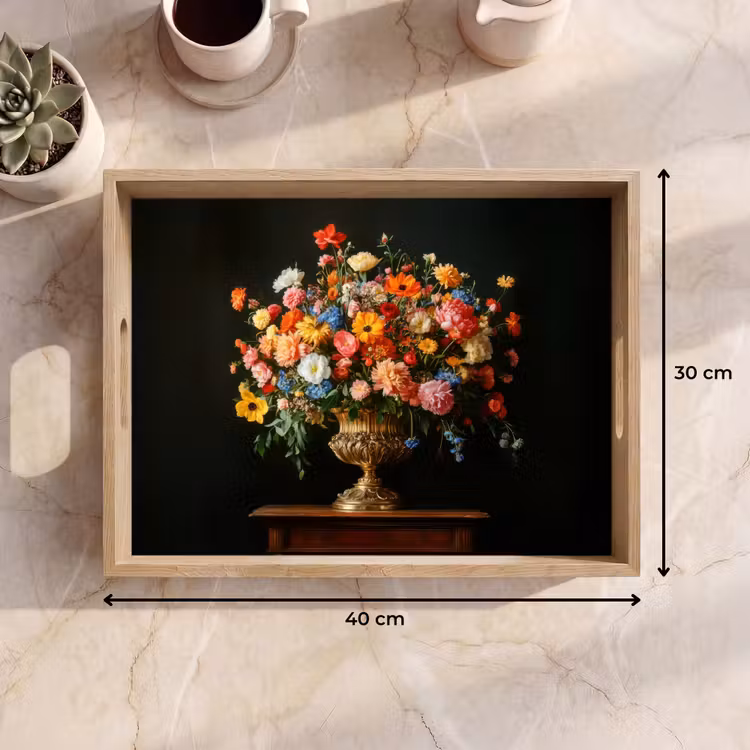 Vassoio - Oro - Fiori - Colori - Vaso — 7