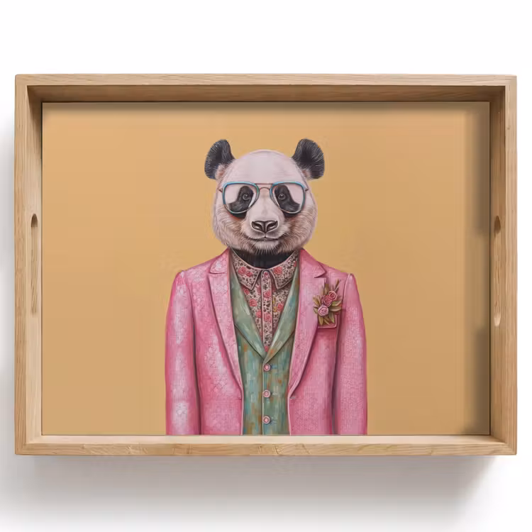 Vassoio - Panda - Tuta - Occhiali da sole - Blu — 1