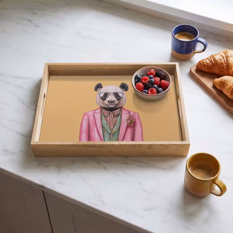Vassoio - Panda - Tuta - Occhiali da sole - Blu — 3