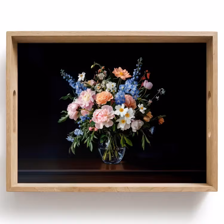Vassoio - Pastello - Fiori - Vaso — 1