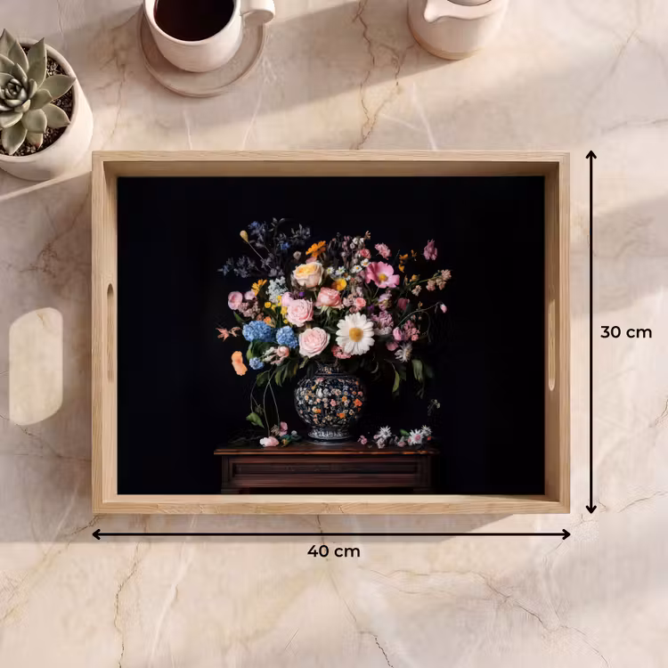 Vassoio - Vaso da fiori - Legno - Fiori - Bouquet — 7