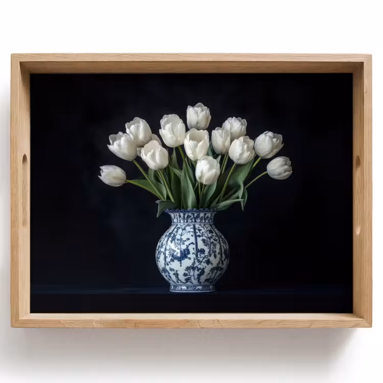Vassoio - Bianco - Fiori - Tulipani - Vaso — 1