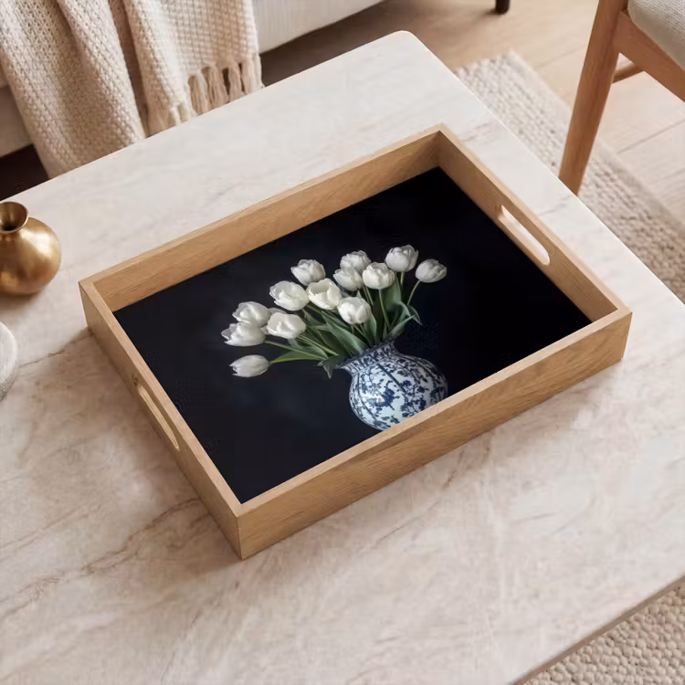 Vassoio - Bianco - Fiori - Tulipani - Vaso — 2