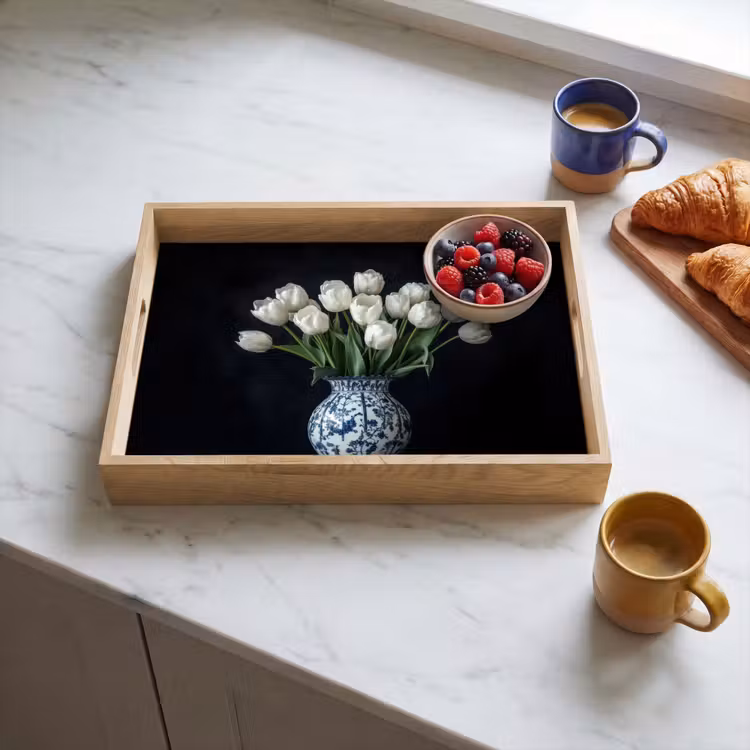 Vassoio - Bianco - Fiori - Tulipani - Vaso — 3