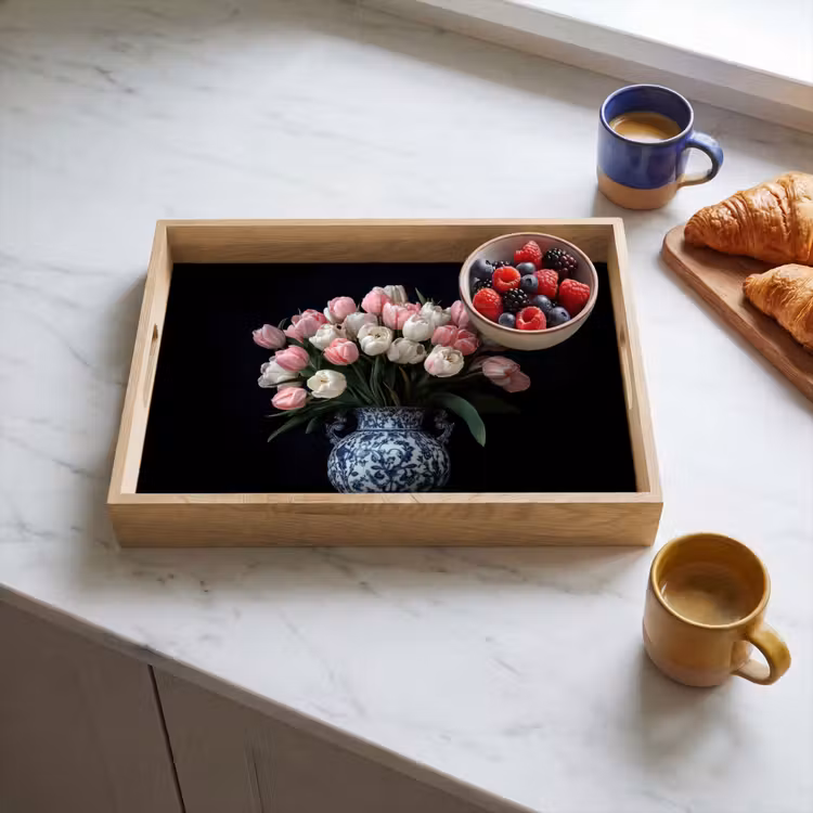 Vassoio - Fiori - Rosa - Tulipani - Vaso — 3