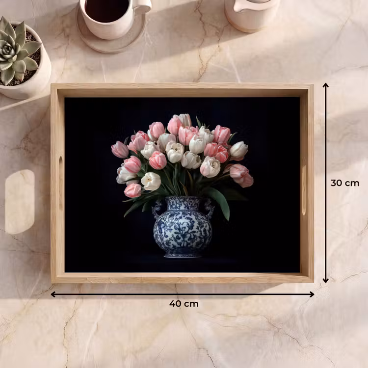 Vassoio - Fiori - Rosa - Tulipani - Vaso — 7