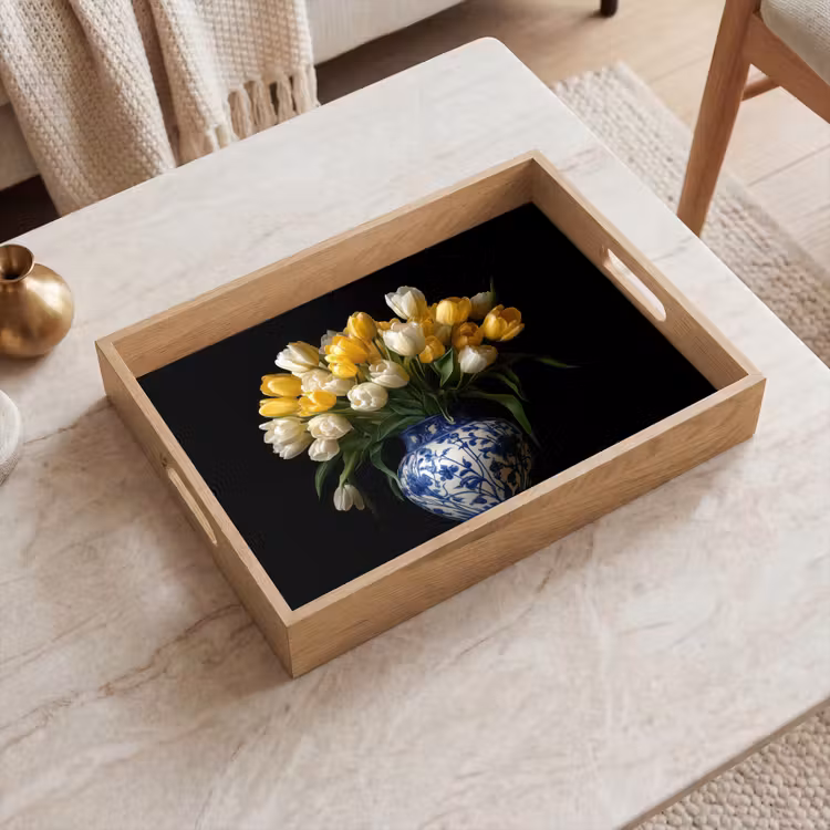 Vassoio - Giallo - Tulipani - Vaso - Fiori — 2