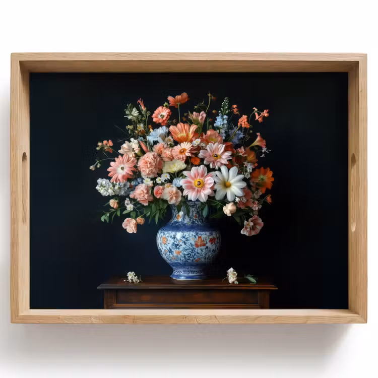 Vassoio - Legno - Vaso - Colori - Fiori — 1