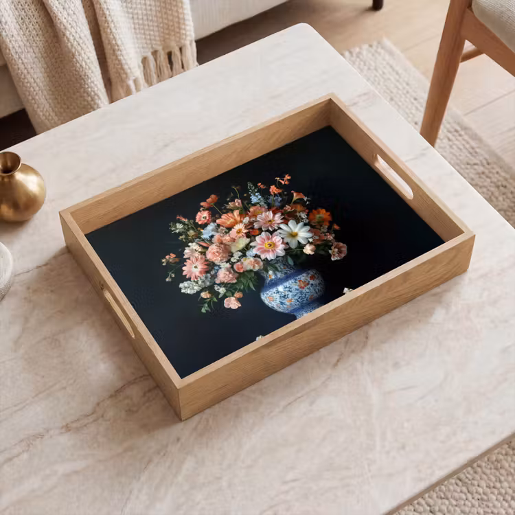 Vassoio - Legno - Vaso - Colori - Fiori — 2