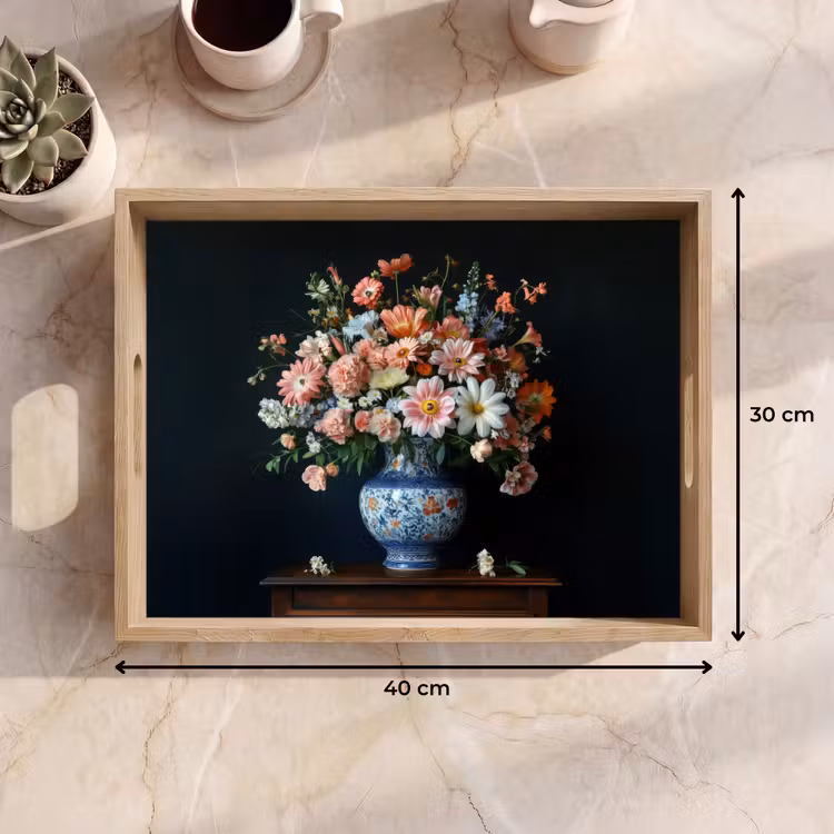 Vassoio - Legno - Vaso - Colori - Fiori — 7