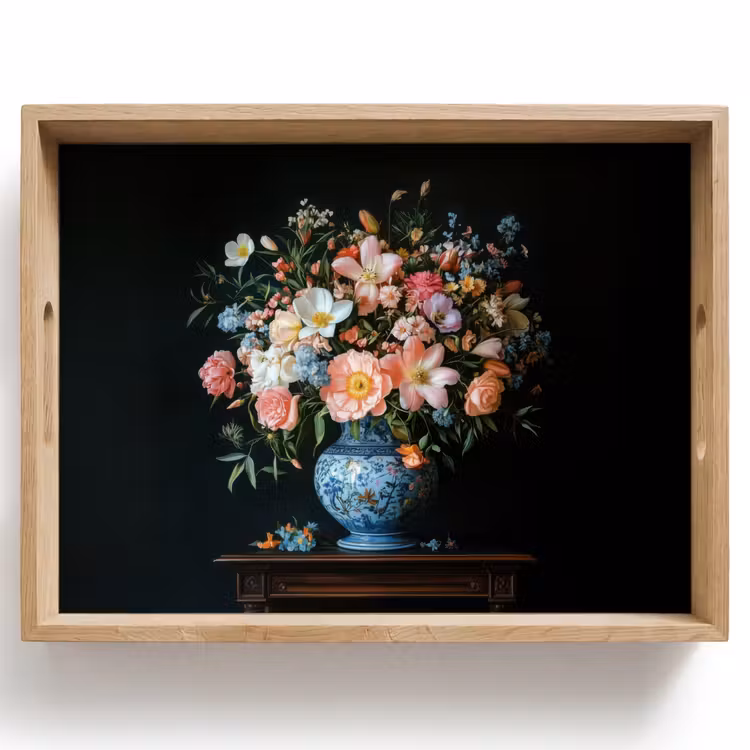Vassoio - Rosa - Fiori - Vaso - Colori — 1