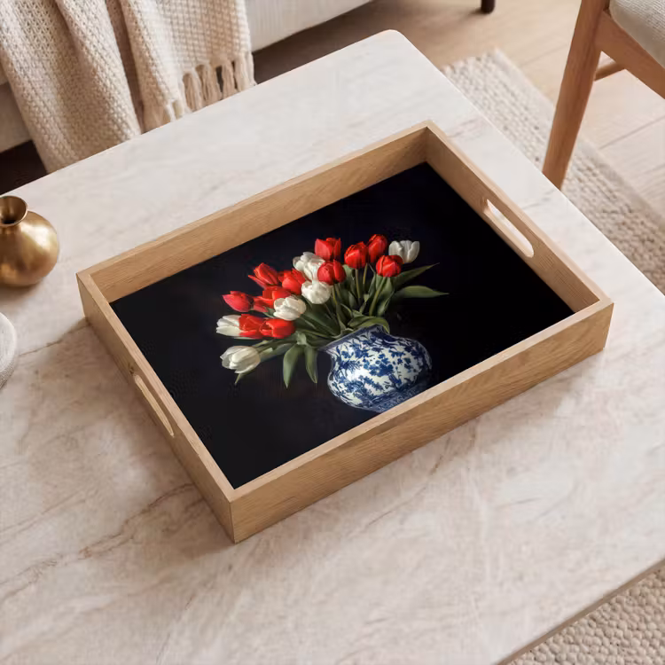 Vassoio - Rosso - Fiori - Tulipani - Vaso — 2