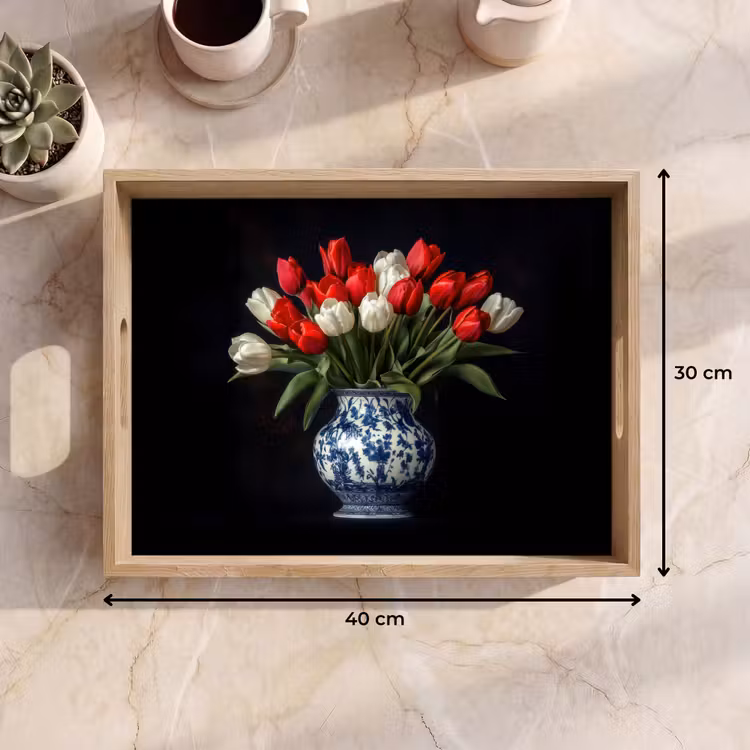 Vassoio - Rosso - Fiori - Tulipani - Vaso — 7